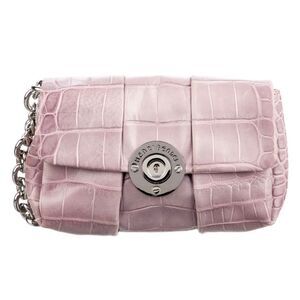Henri Bendel Pink Croc-Embossed Clutch
